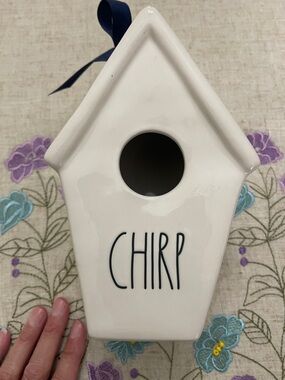 Rae Dunn CHIRP Ceramic Birdhouse Ornament - White